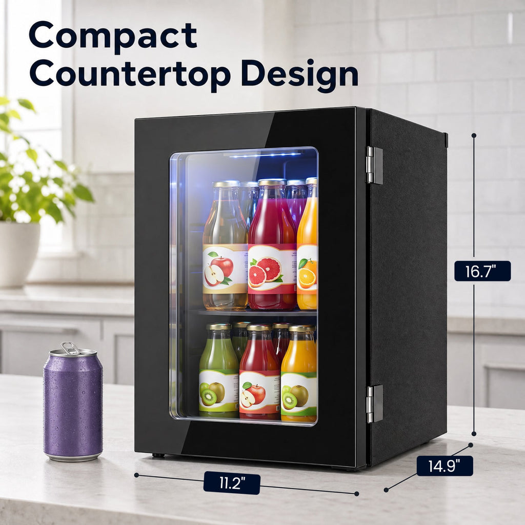 Beverage Refrigerator 0.6 Cu Ft 24 Can Countertop Mini Fridge