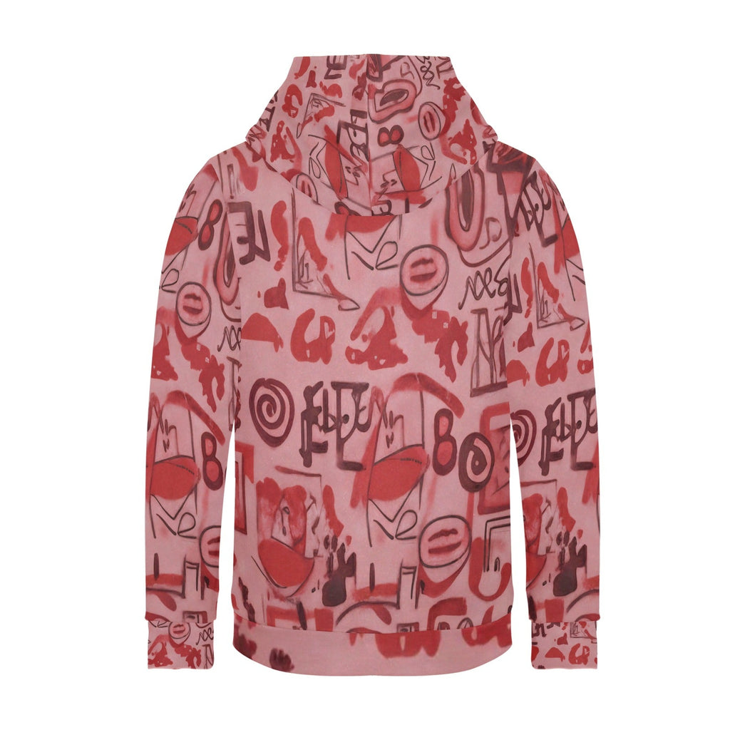 Pink graffiti scribbles on Women's Long Sleeve Fleece Hoodie JACKET ONLY new create by Designs By Kiekie