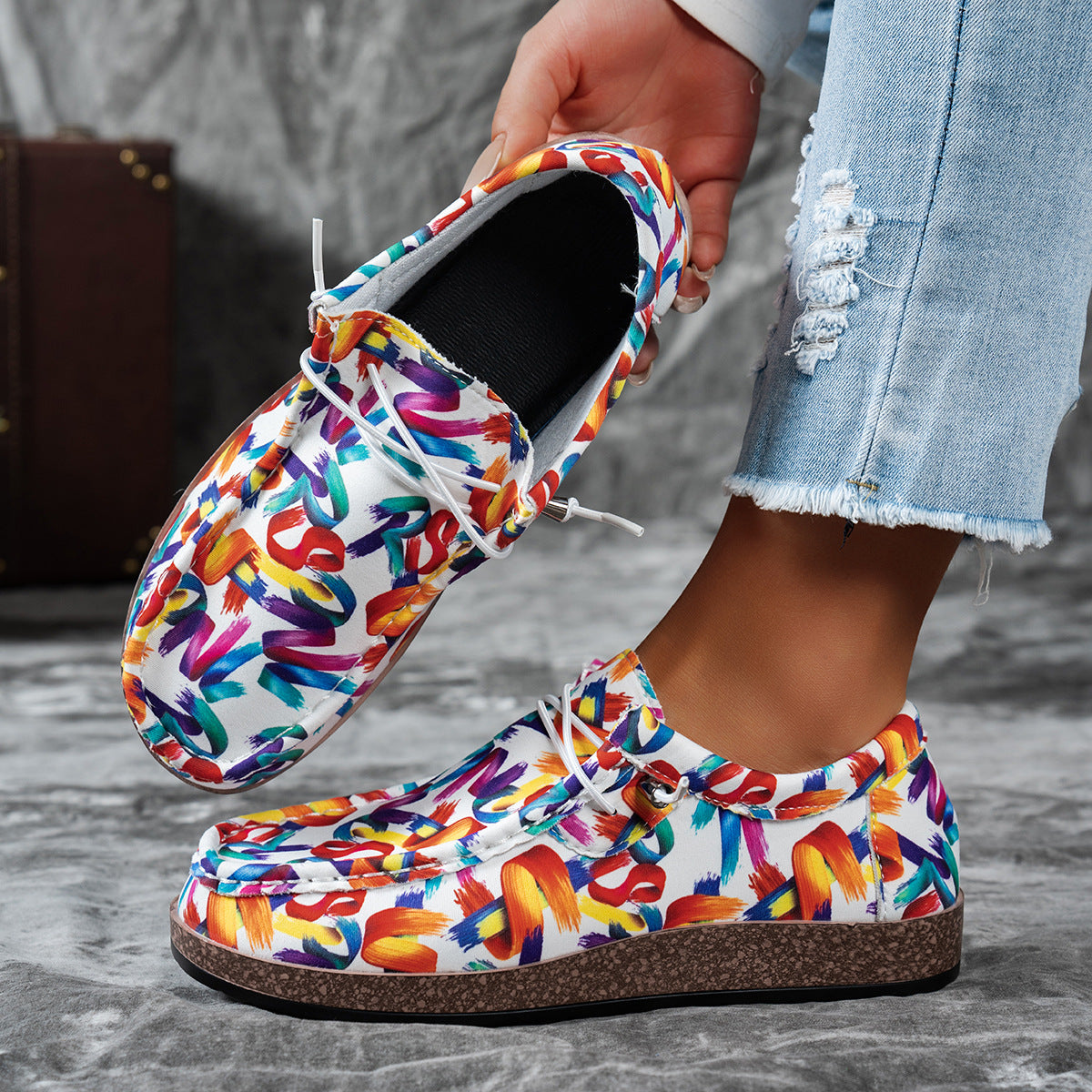 Colorful Printed Casual Loafers