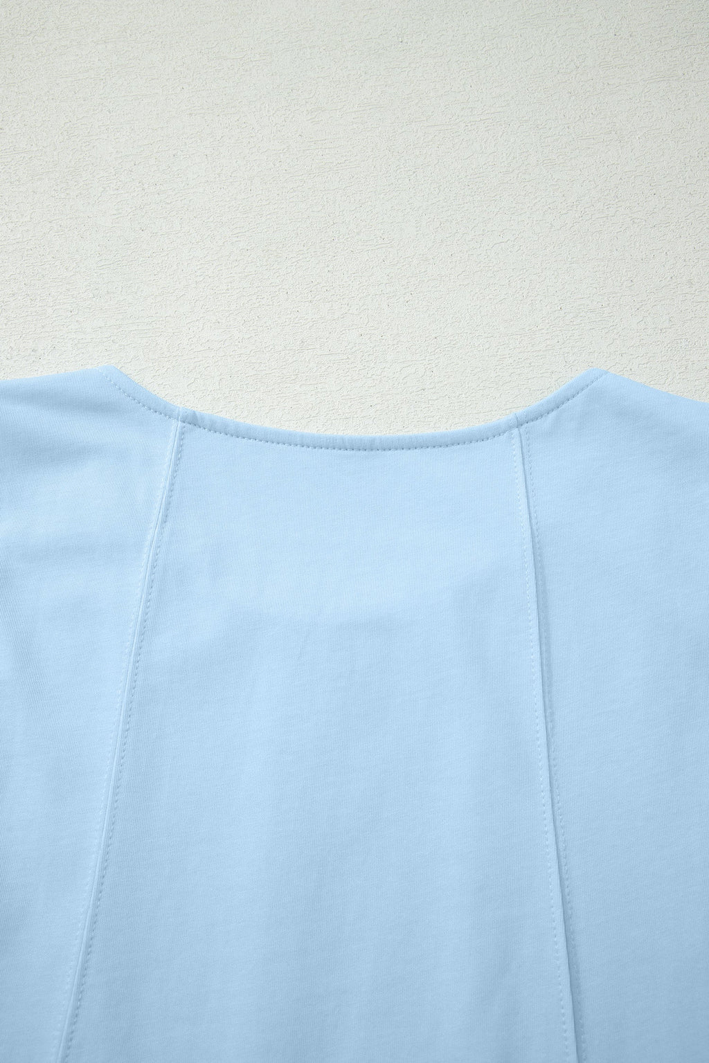 Mist Blue Stitched Detail Loose Tank Top 2pcs Short Set