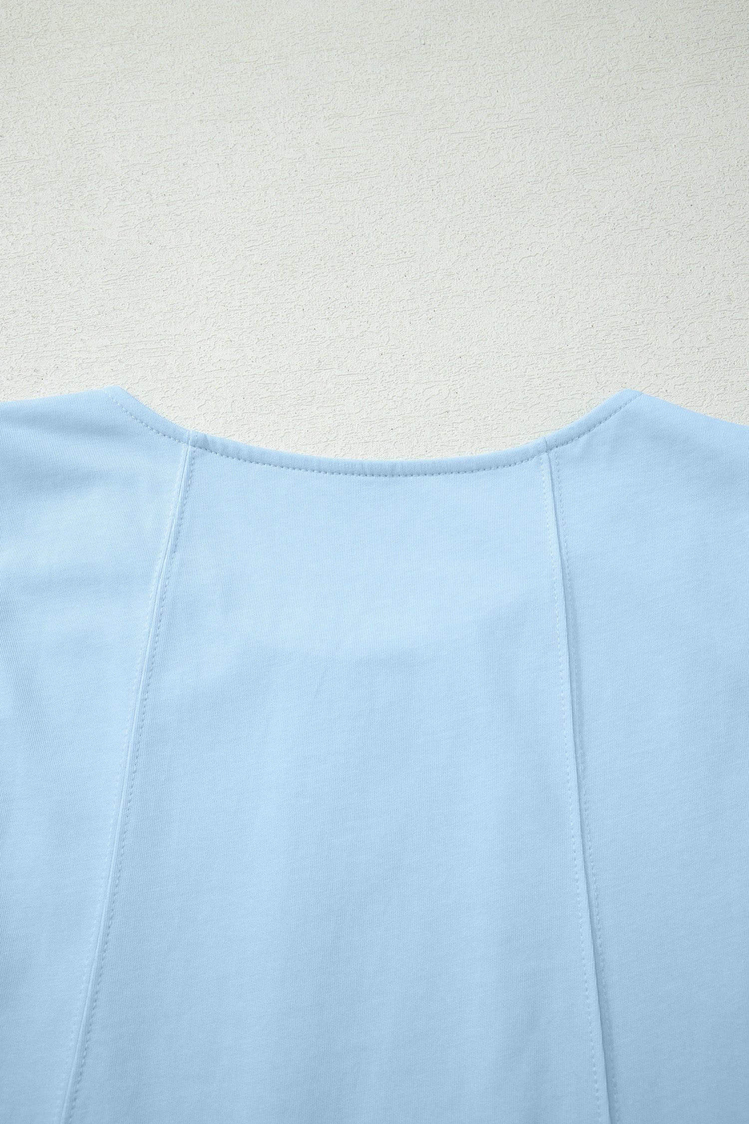 Mist Blue Stitched Detail Loose Tank Top 2pcs Short Set