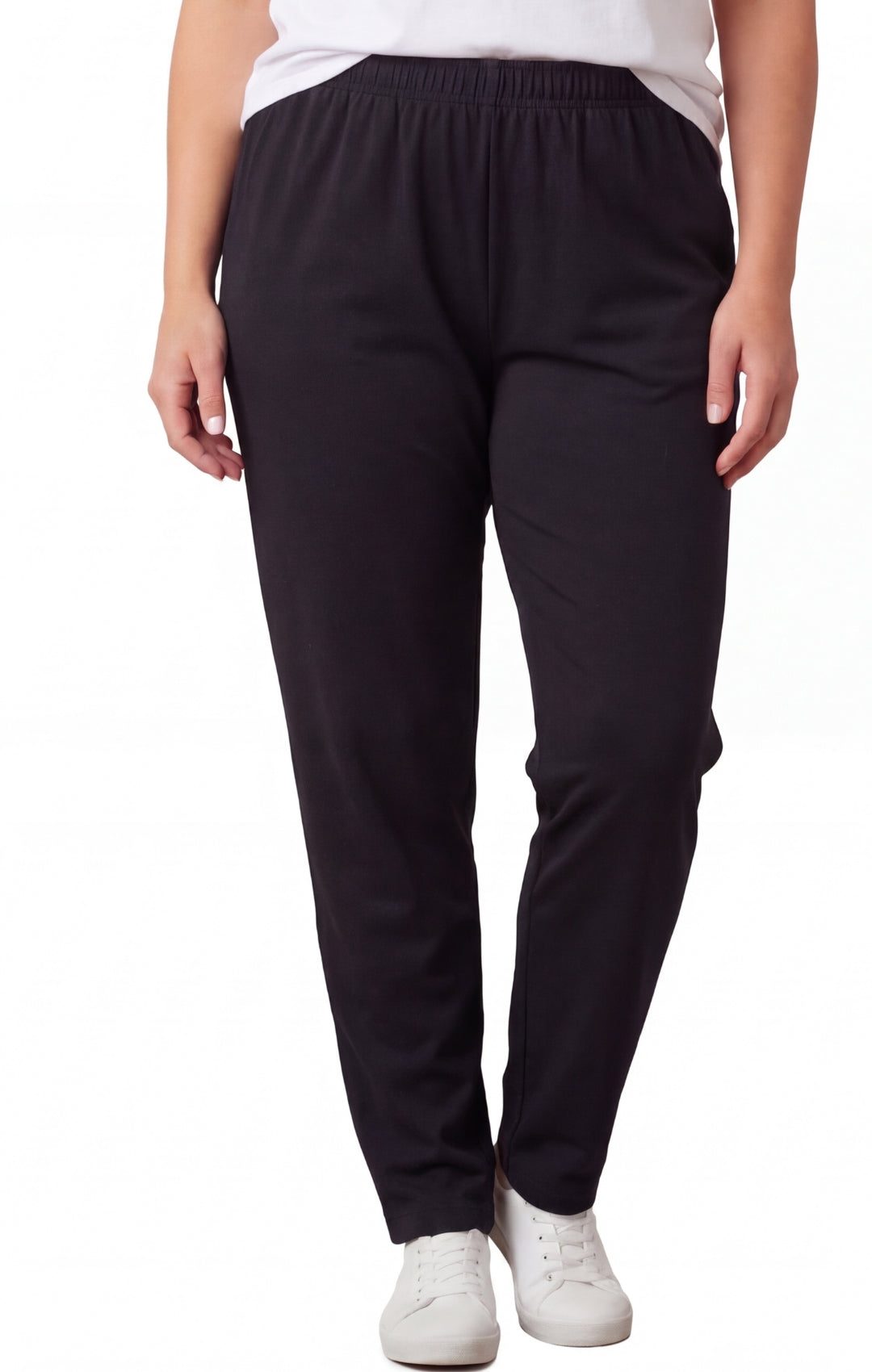 Women's High-Waisted Premium Cotton Stretch Leggings — Dressy Black