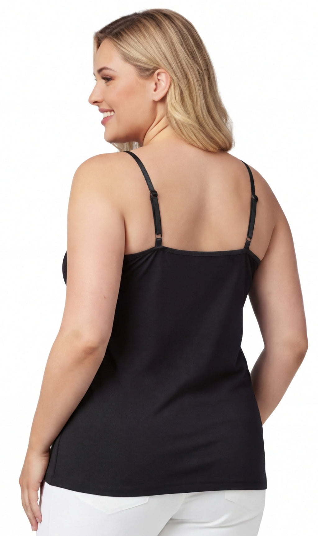 Women's Adjustable Strap Camisole with Built-In Shelf Bra — Cotton Blend
