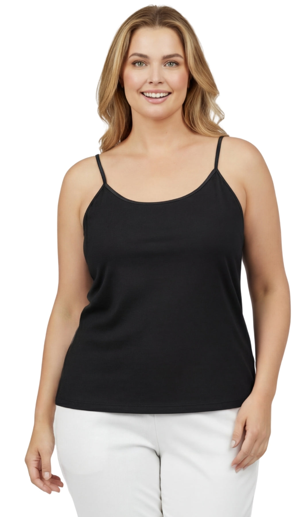 Women's Adjustable Strap Camisole with Built-In Shelf Bra — Cotton Blend