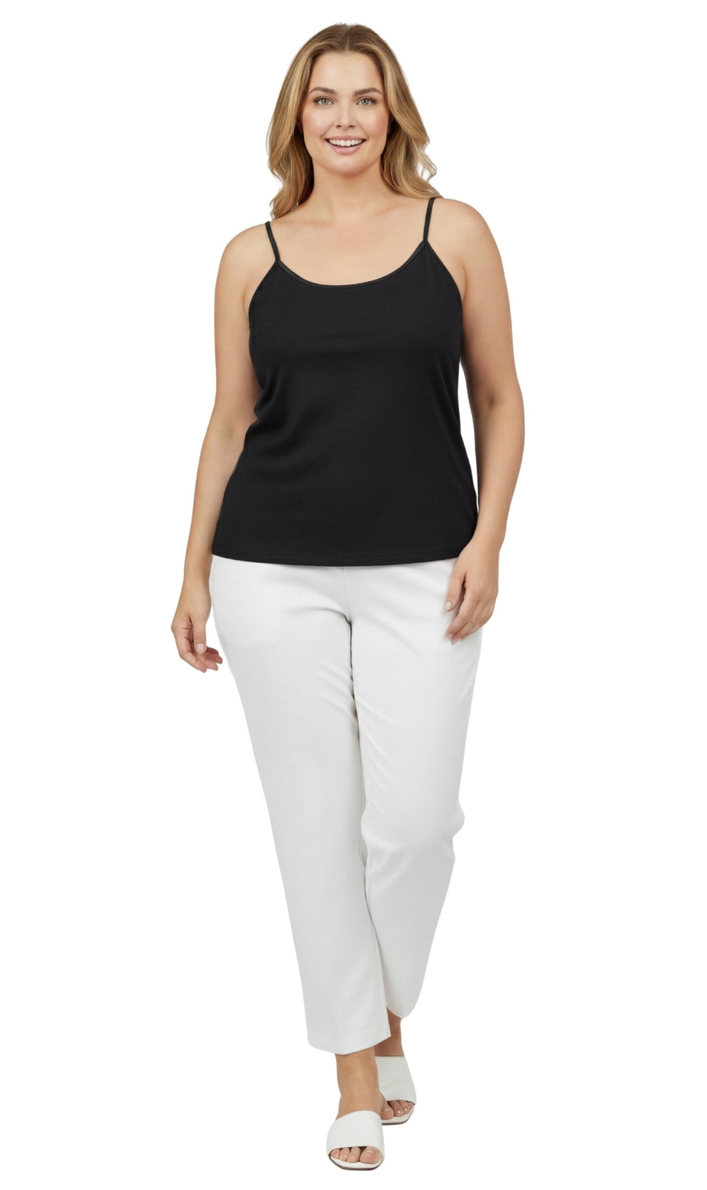 Women's Adjustable Strap Camisole with Built-In Shelf Bra — Cotton Blend