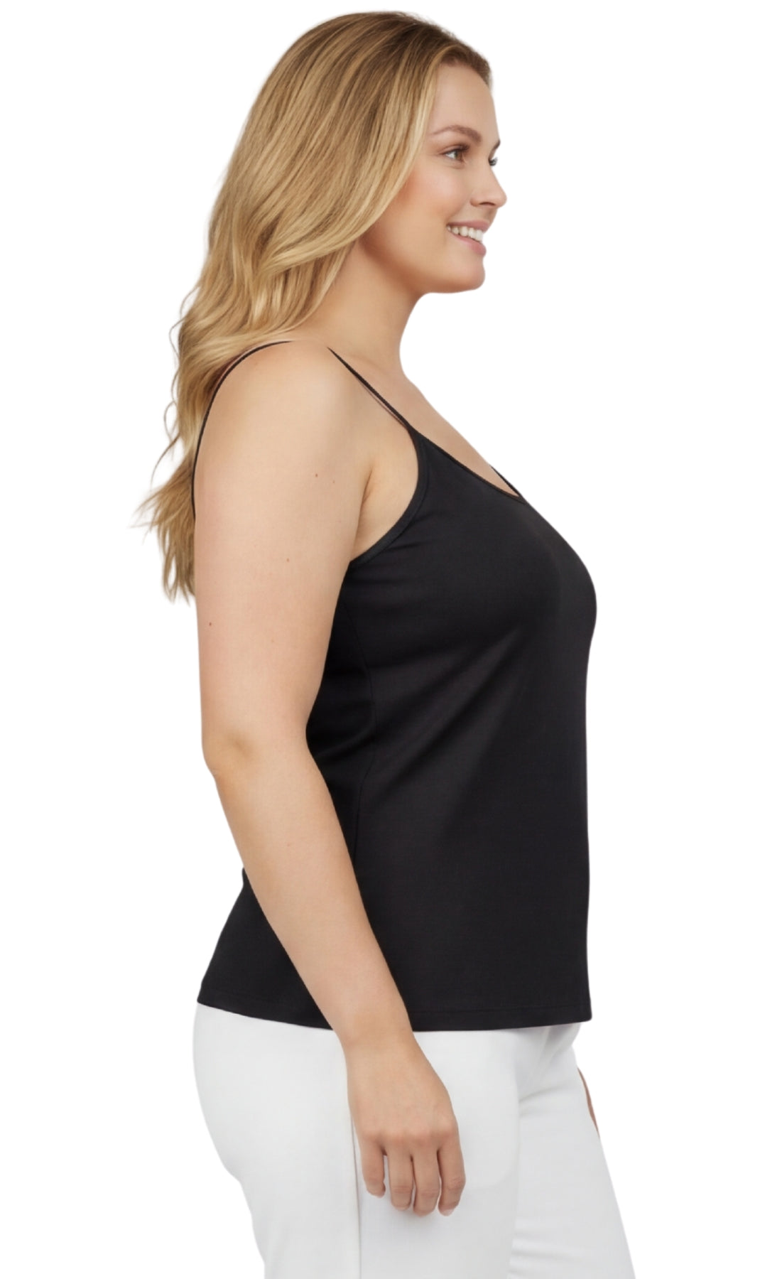Women's Adjustable Strap Camisole with Built-In Shelf Bra — Cotton Blend