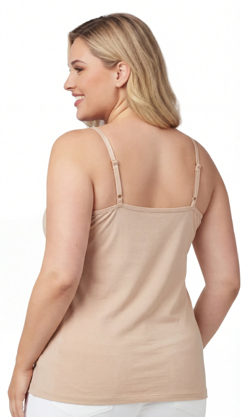 Women's Adjustable Strap Camisole with Built-In Shelf Bra — Cotton Blend