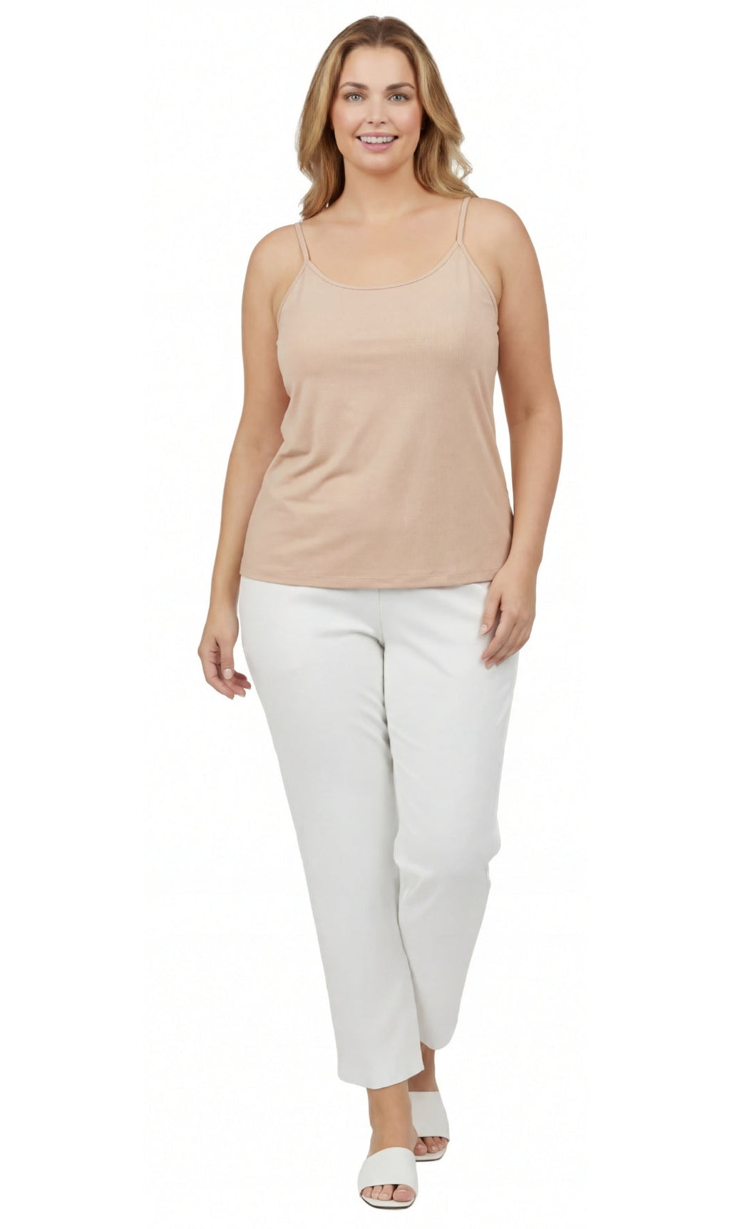 Women's Adjustable Strap Camisole with Built-In Shelf Bra — Cotton Blend