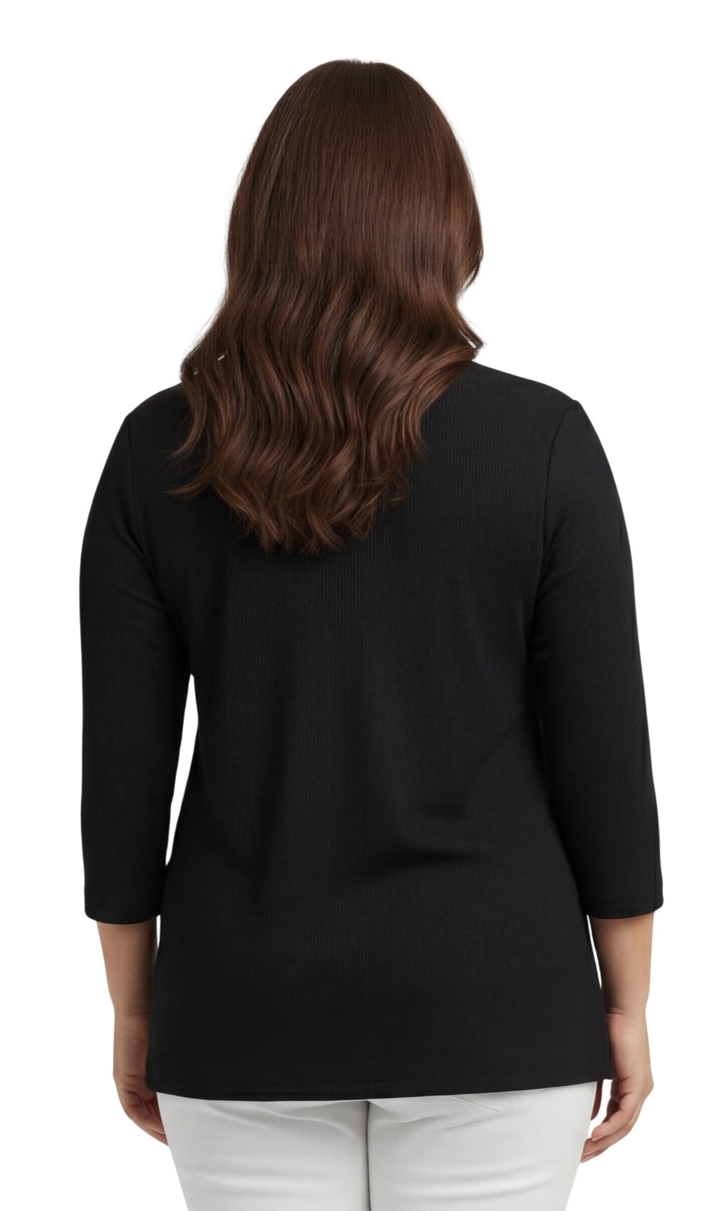 Women's 3/4 Sleeve Ribbed Crew Neck Cotton Top
