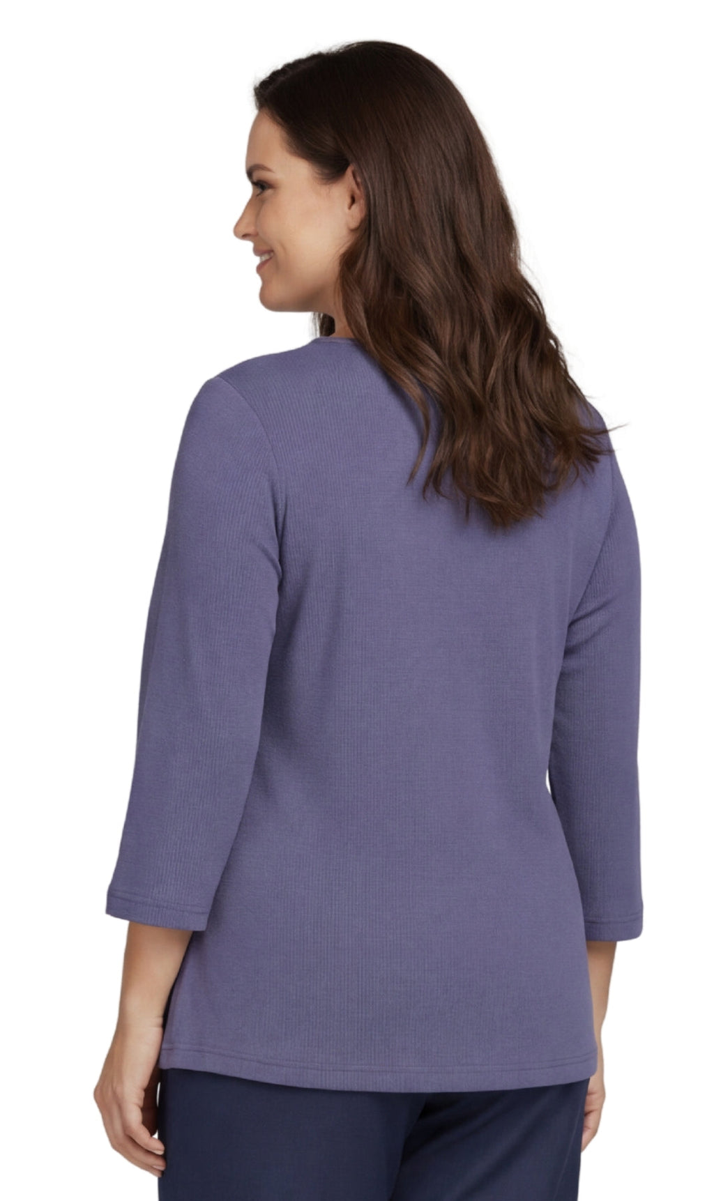 Women's 3/4 Sleeve Ribbed Crew Neck Cotton Top