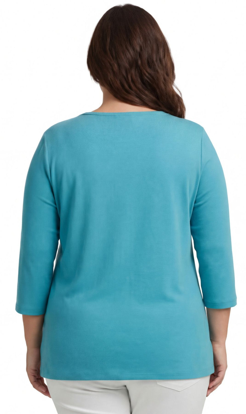 Women's 3/4 Sleeve Ribbed Crew Neck Cotton Top