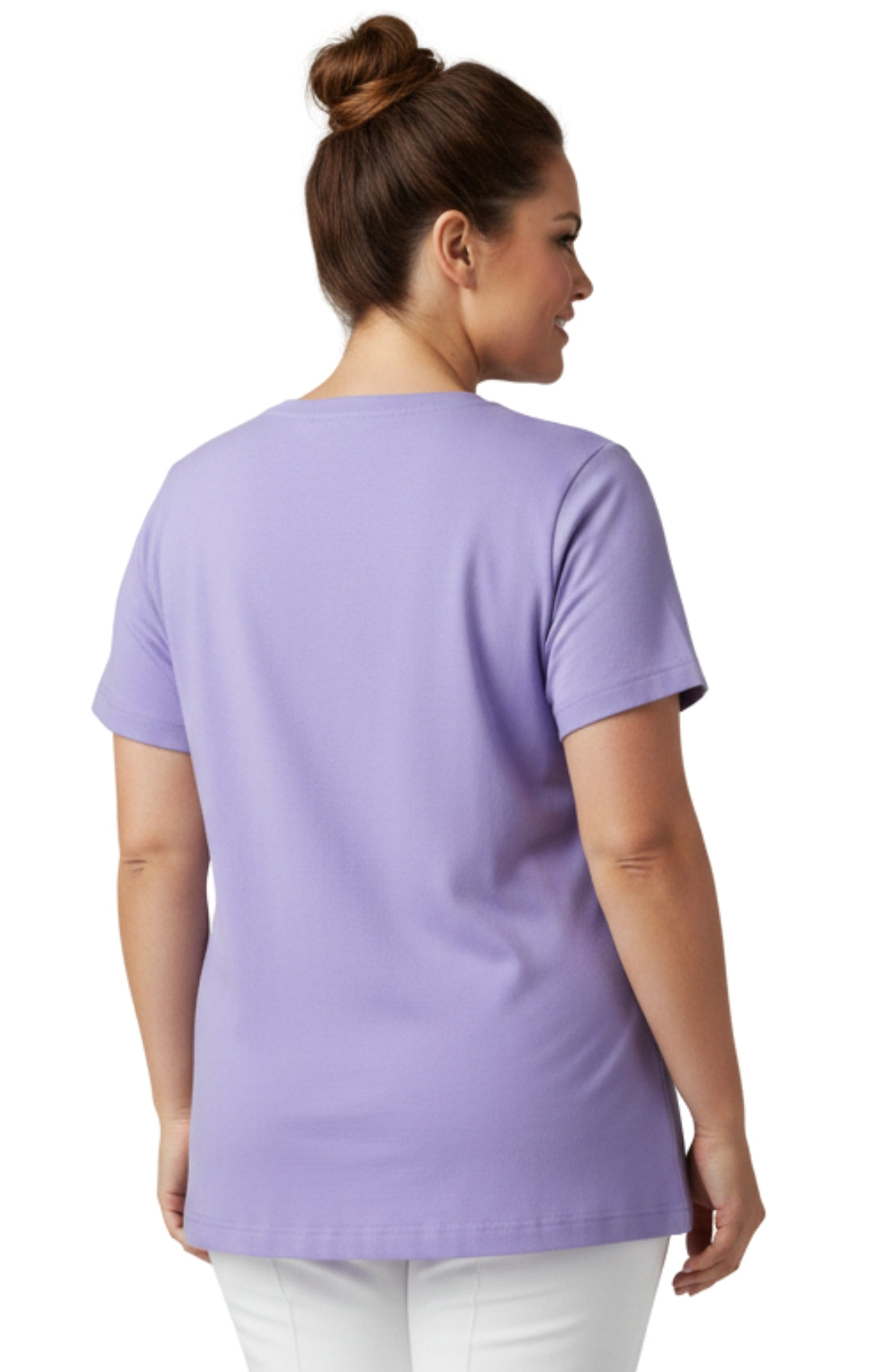Women's Scalloped Neckline Embellished Short Sleeve Tee