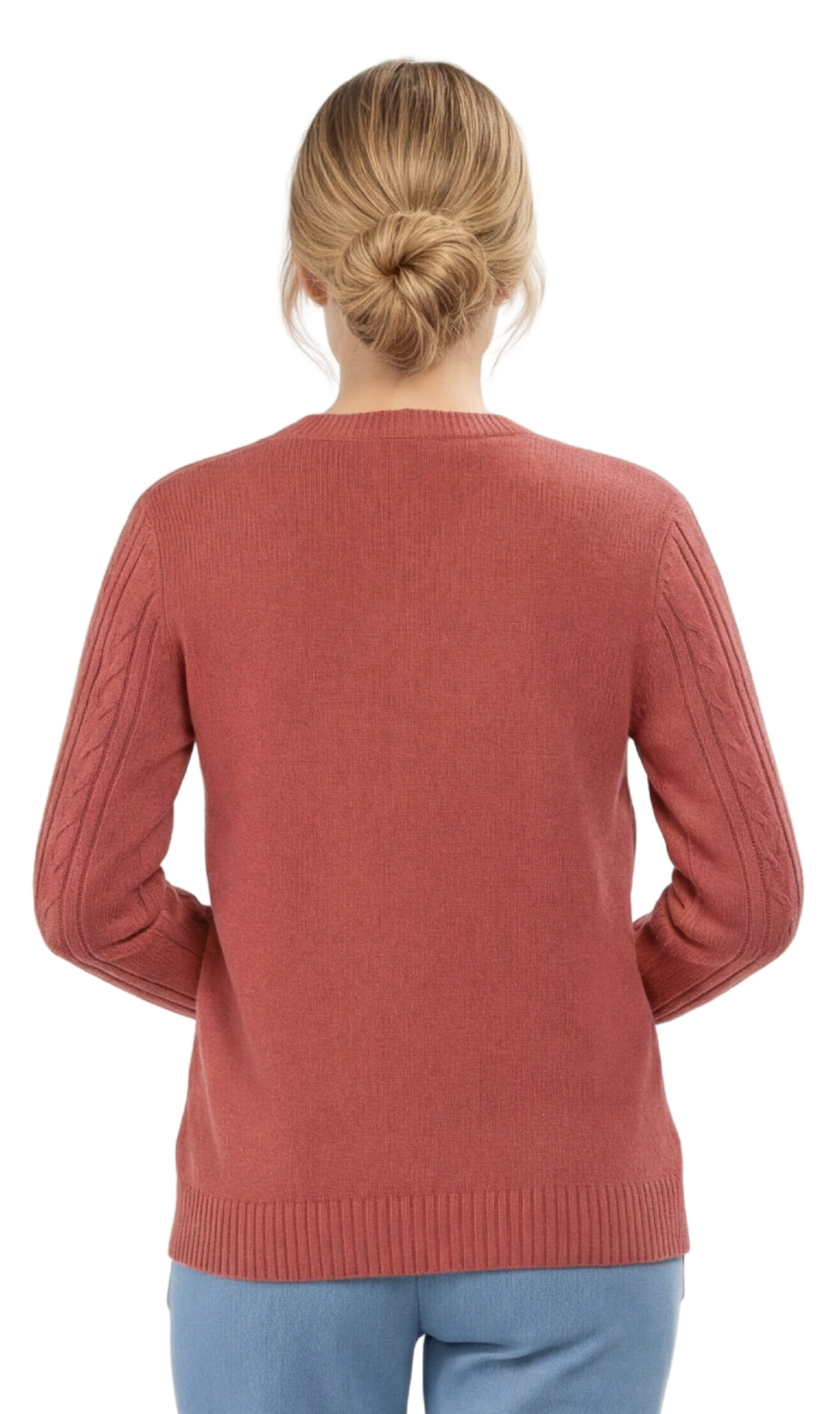 Women's Classic Button Front Cable Knit Cardigan — Soft Acrylic