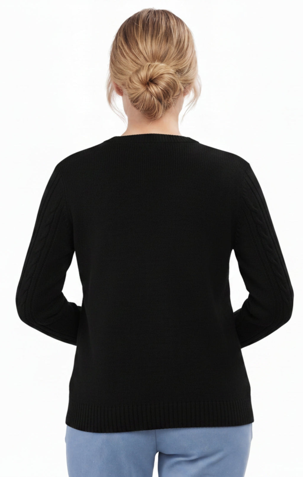 Women's Classic Button Front Cable Knit Cardigan — Soft Acrylic