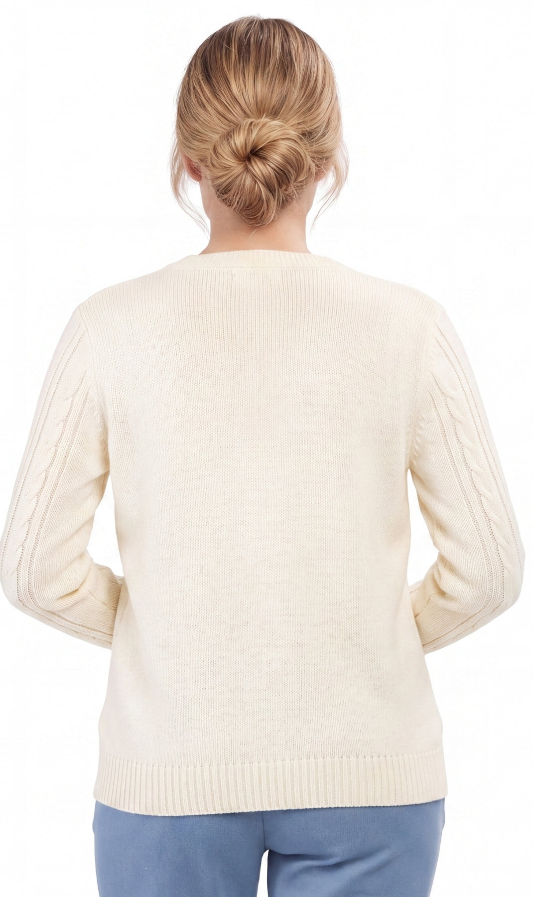 Women's Classic Button Front Cable Knit Cardigan — Soft Acrylic