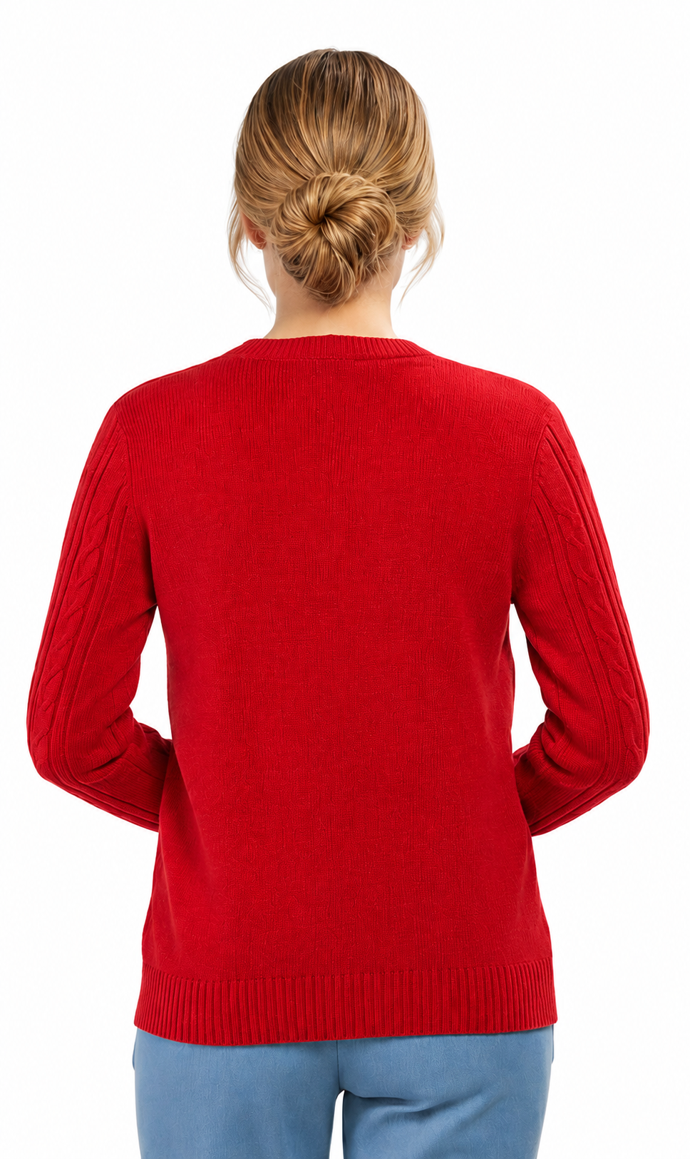 Women's Classic Button Front Cable Knit Cardigan — Soft Acrylic