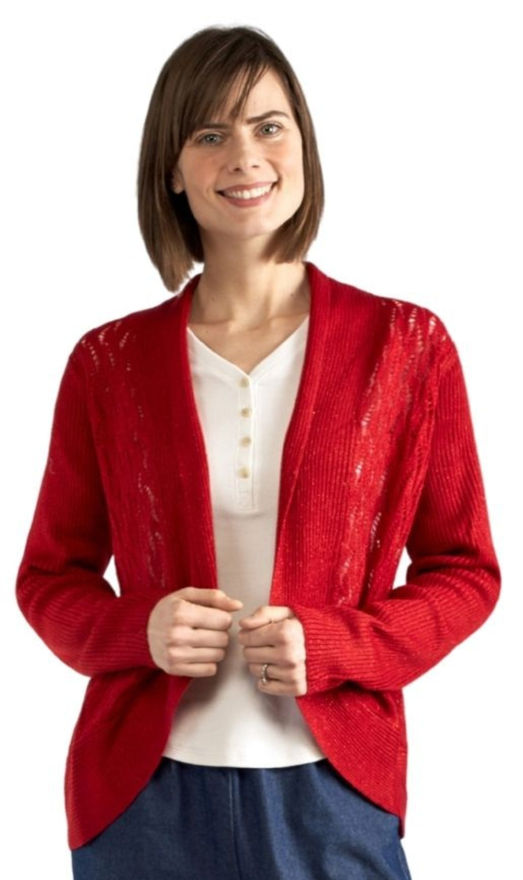 Women's Open Front Glitter Shrug — Lightweight Metallic Knit