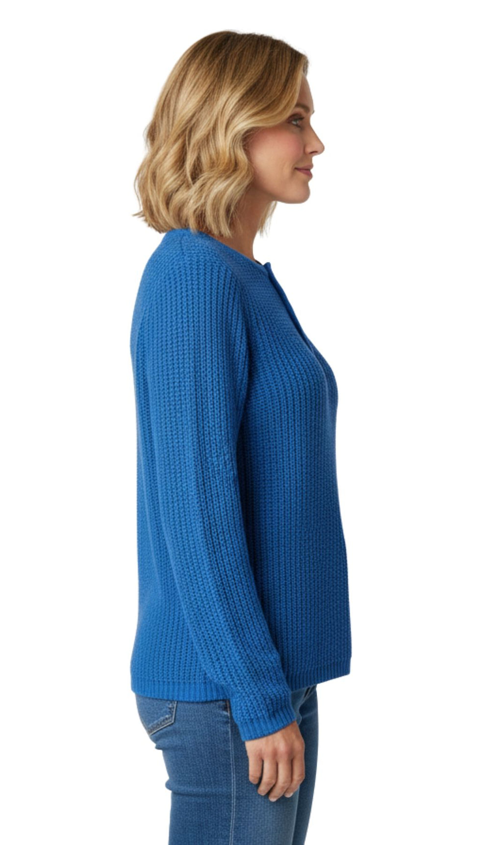 Women's Long Sleeve Henley Shaker Knit Sweater — 3-Button Placket