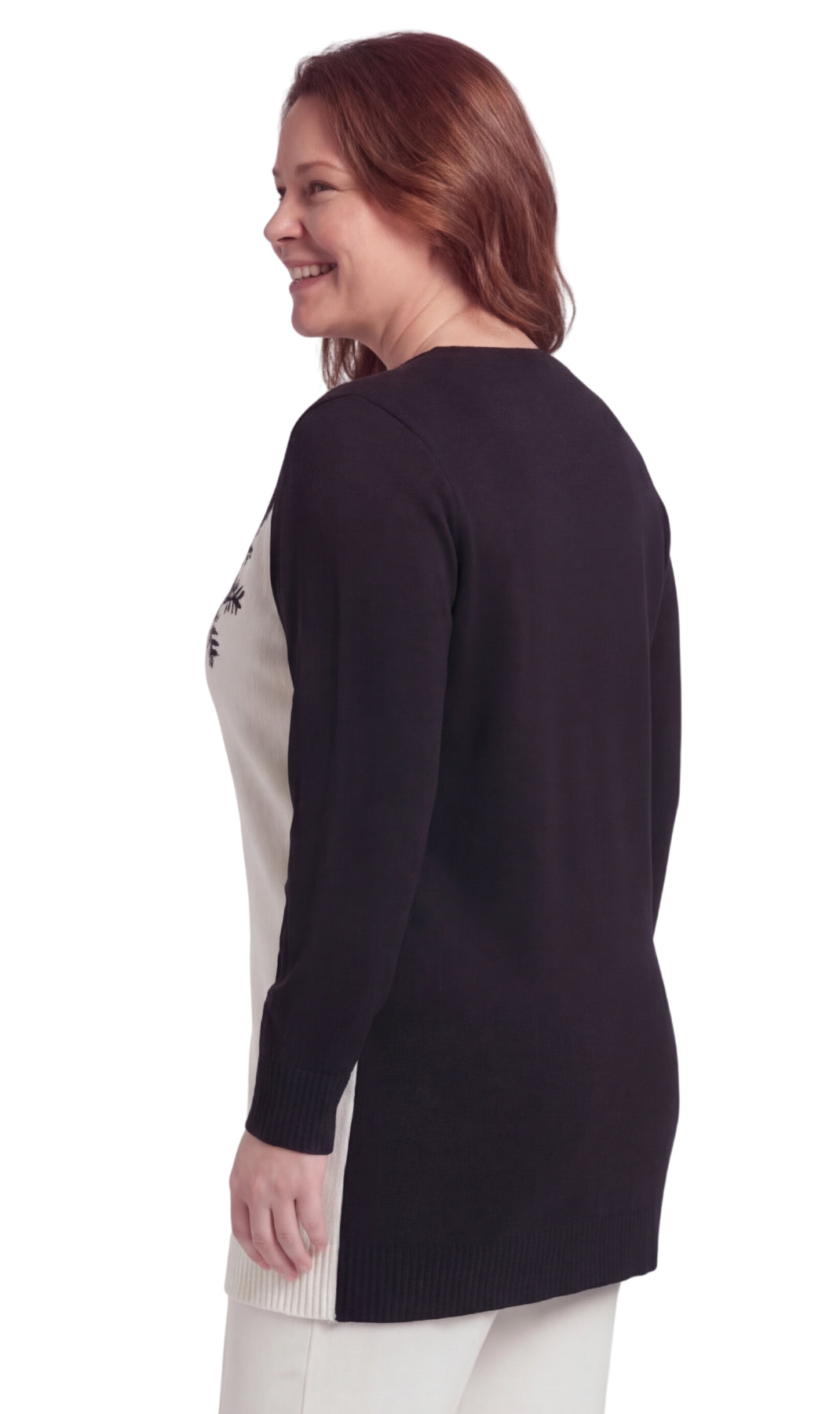 Women's Snowflake Color Block Holiday Crewneck Sweater — 100% Acrylic