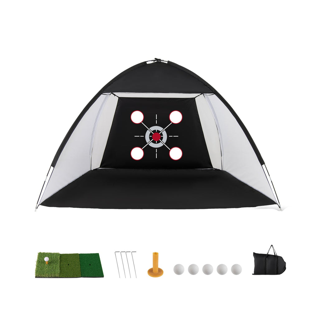 Golf Practice Net 10.3x6.5ft with Foldable Tri-Turf Mat