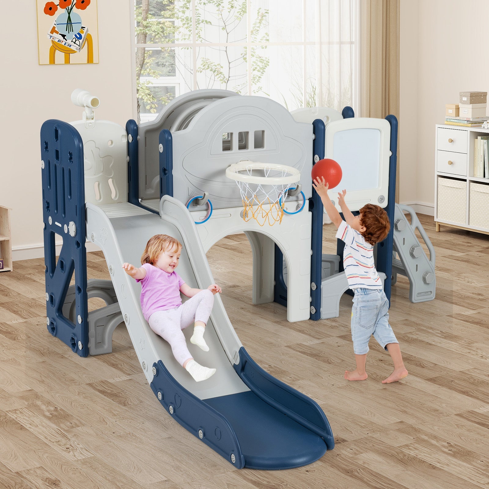 10 in 1 Toddler Slide Set Kids Slide and Climber Playset Indoor Playground