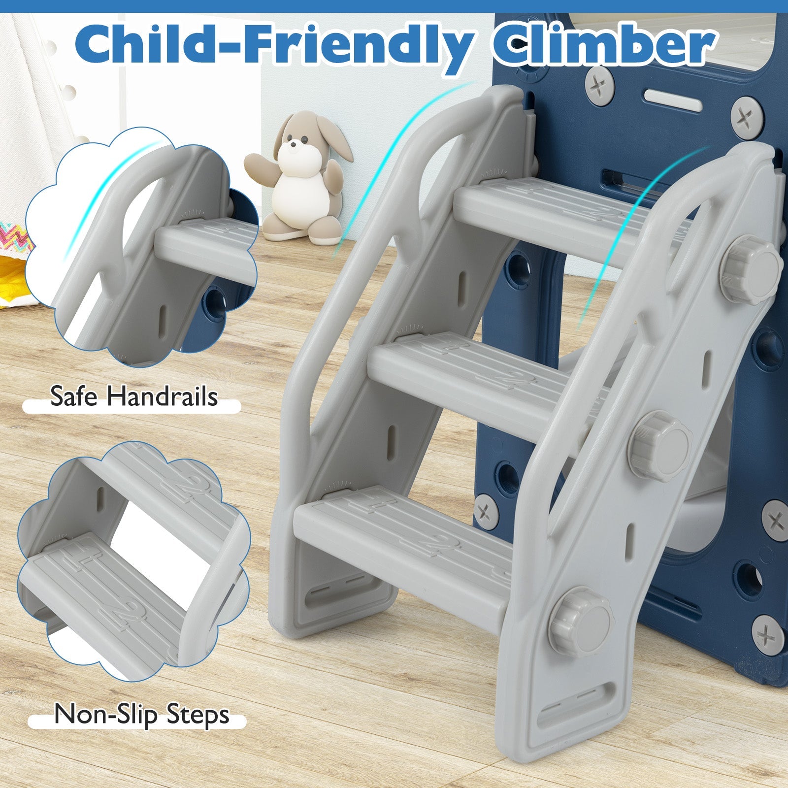 10 in 1 Toddler Slide Set Kids Slide and Climber Playset Indoor Playground