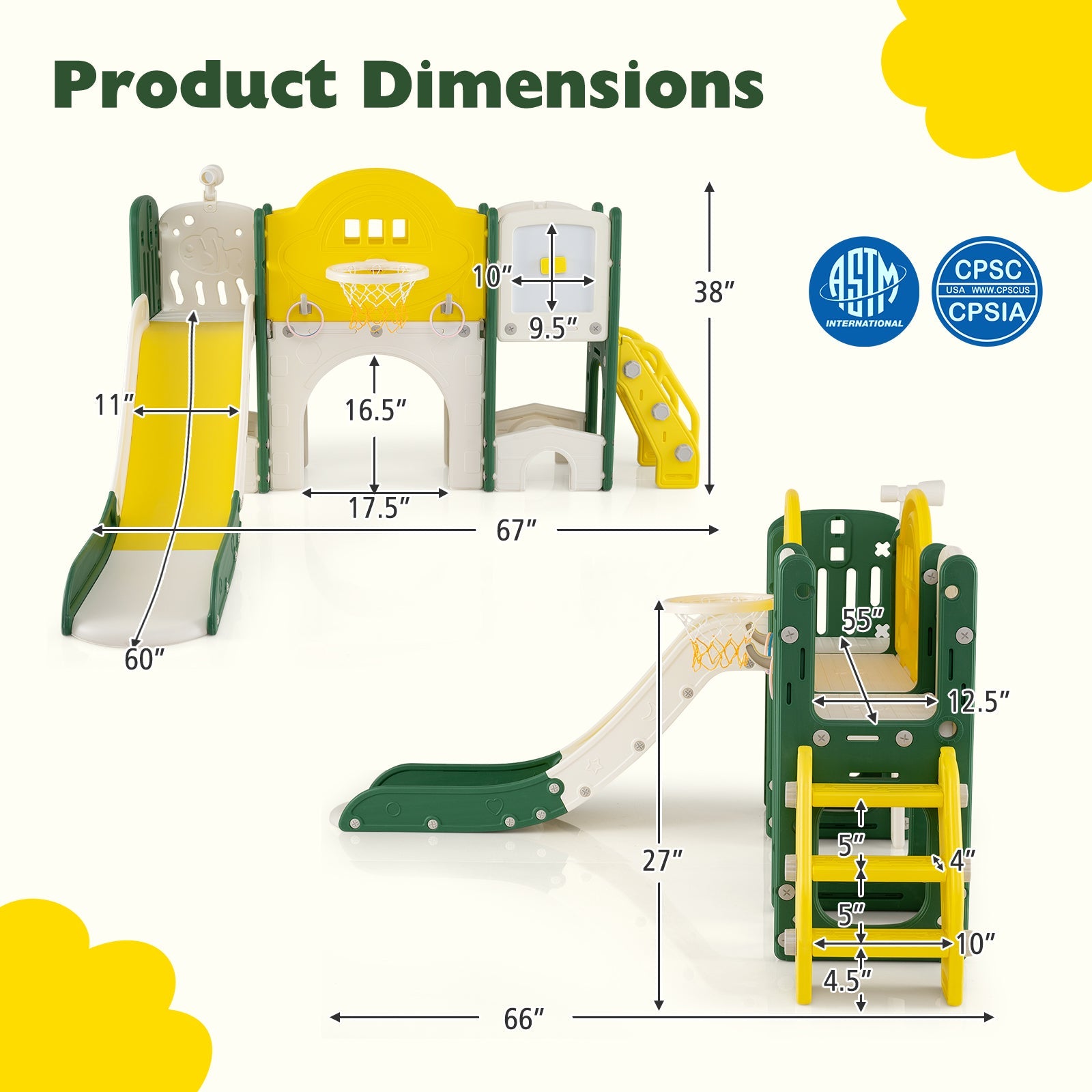 10 in 1 Toddler Slide Set Kids Slide and Climber Playset Indoor Playground
