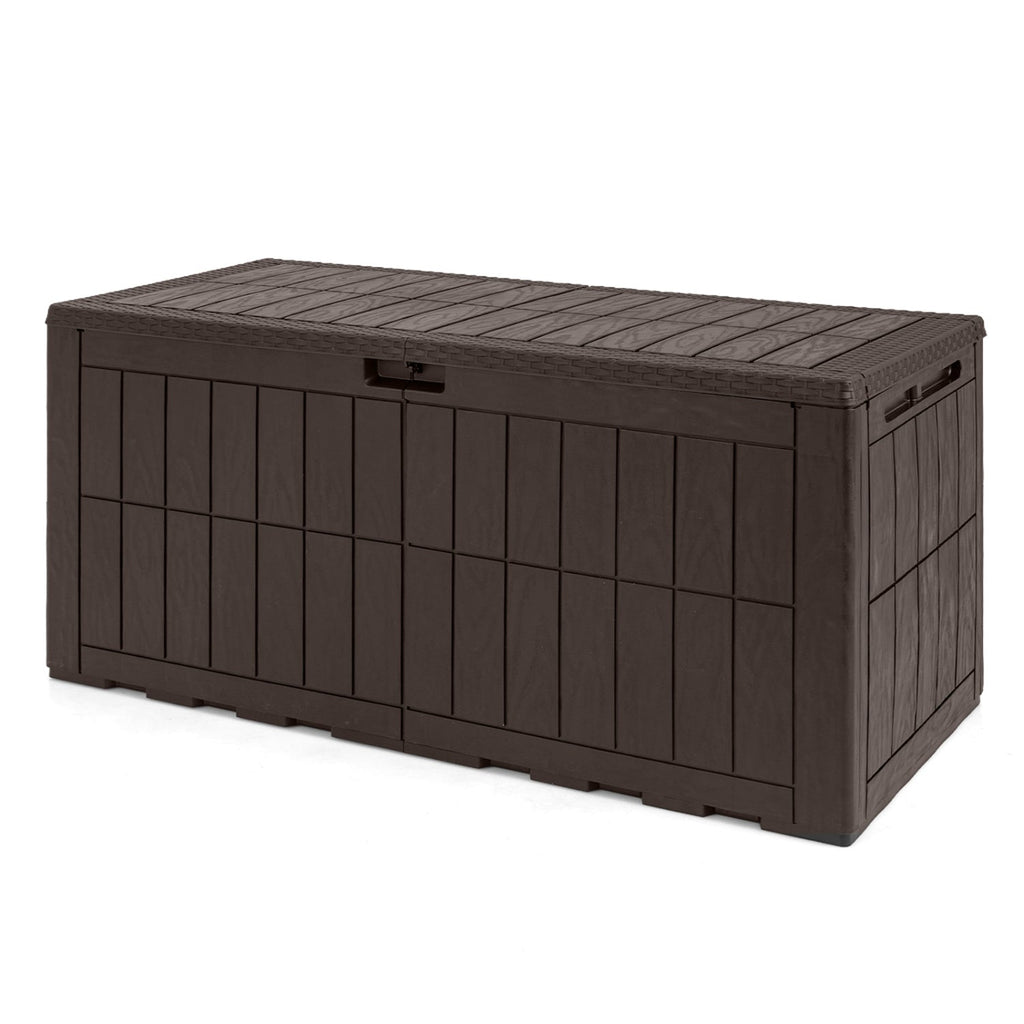 120 Gal Outdoor Deck Box with Lid and Handles for Garden Tools