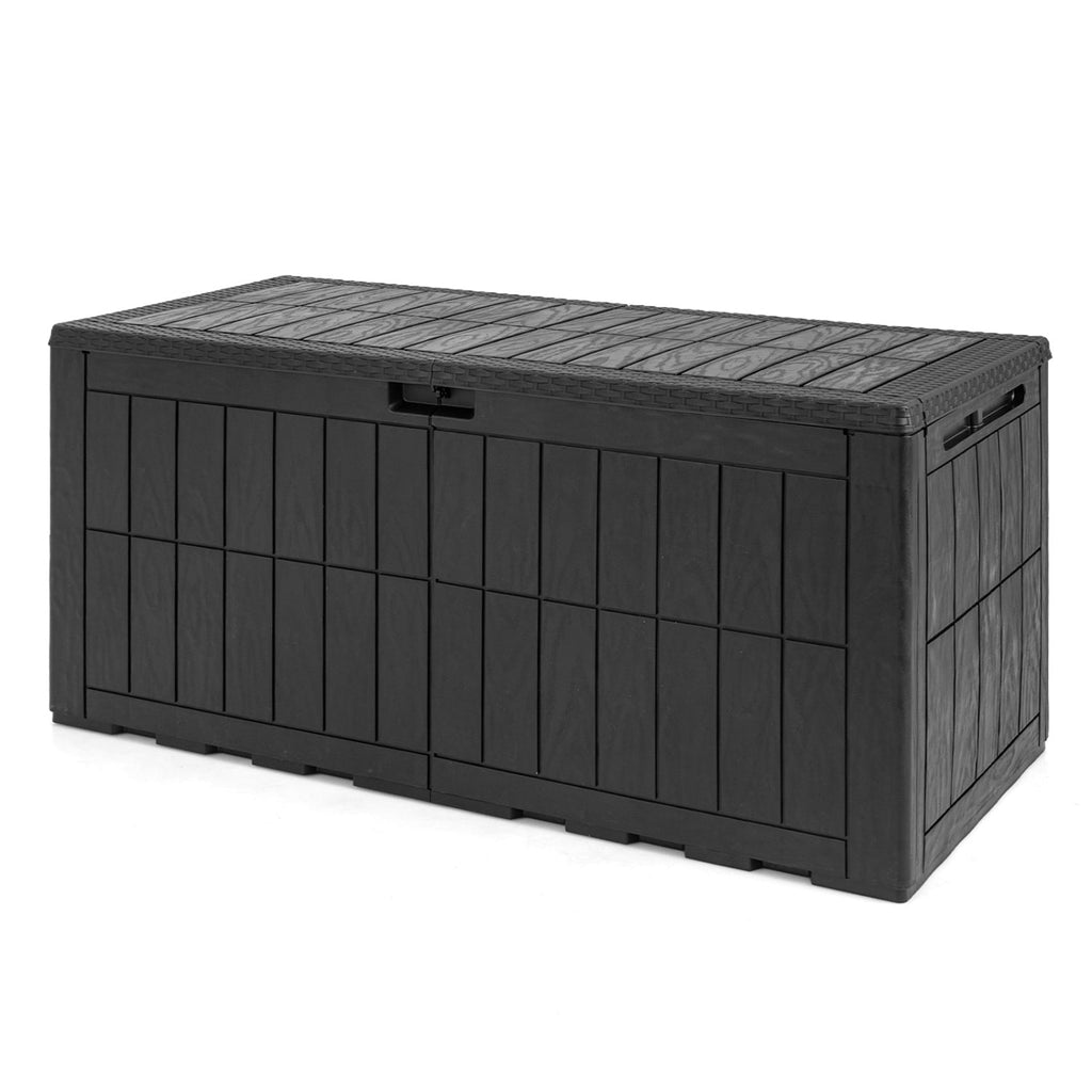 120 Gal Outdoor Deck Box with Lid and Handles for Garden Tools