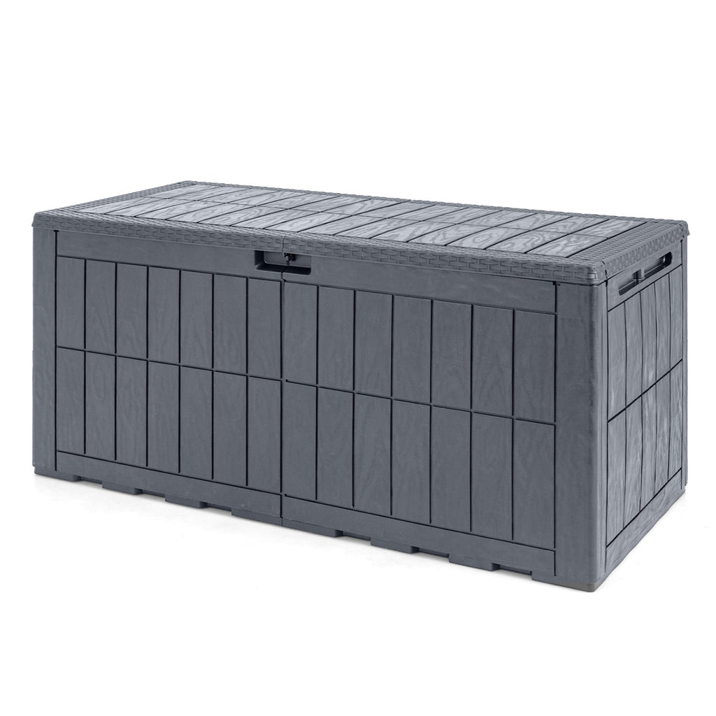 120 Gal Outdoor Deck Box with Lid and Handles for Garden Tools