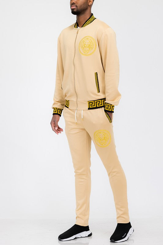 Men's Black & Gold Trim Track Suit Outfit