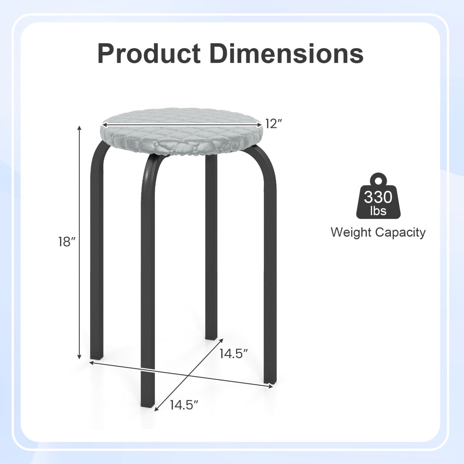 18-Inch Stackable Bar Stools with Washable Covers, Set of 6