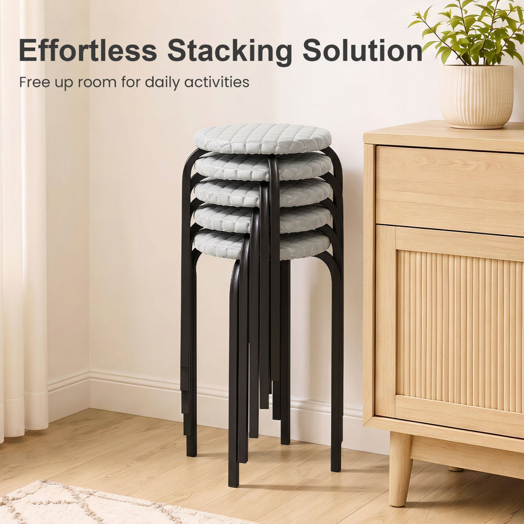 18-Inch Stackable Bar Stools with Washable Covers, Set of 6