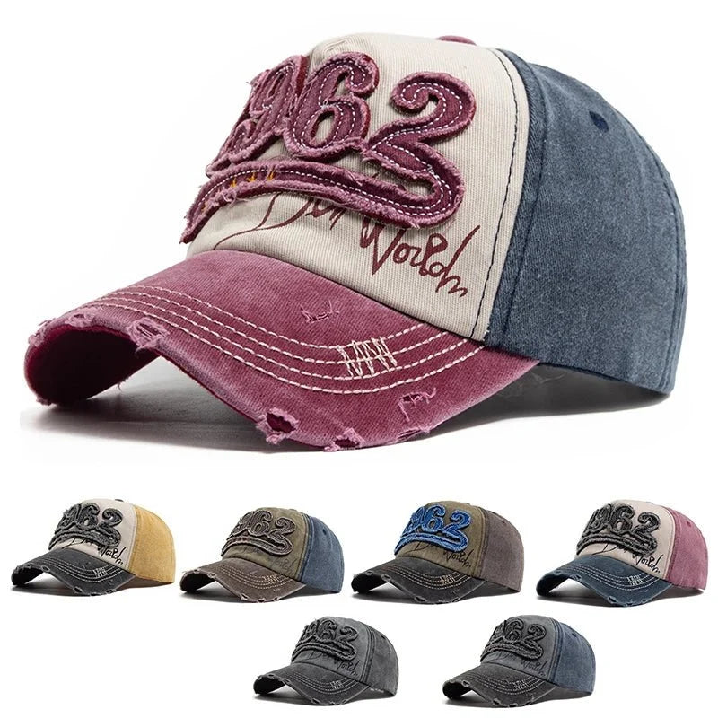 1962 Embroidery Vintage Washed Cotton Baseball Cap | Unisex Adjustable Snapback Hat
