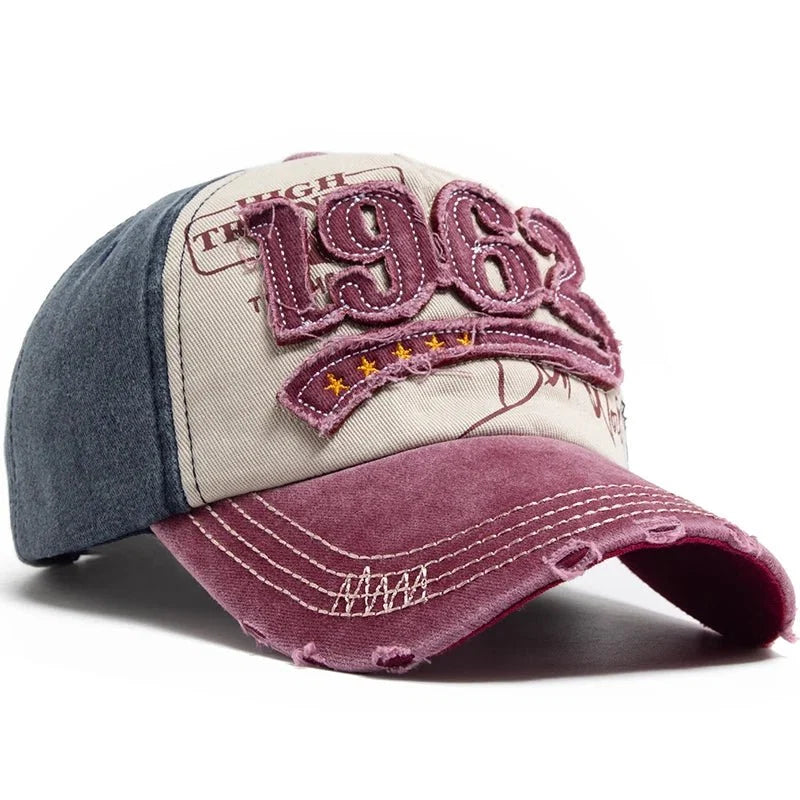 1962 Embroidery Vintage Washed Cotton Baseball Cap | Unisex Adjustable Snapback Hat