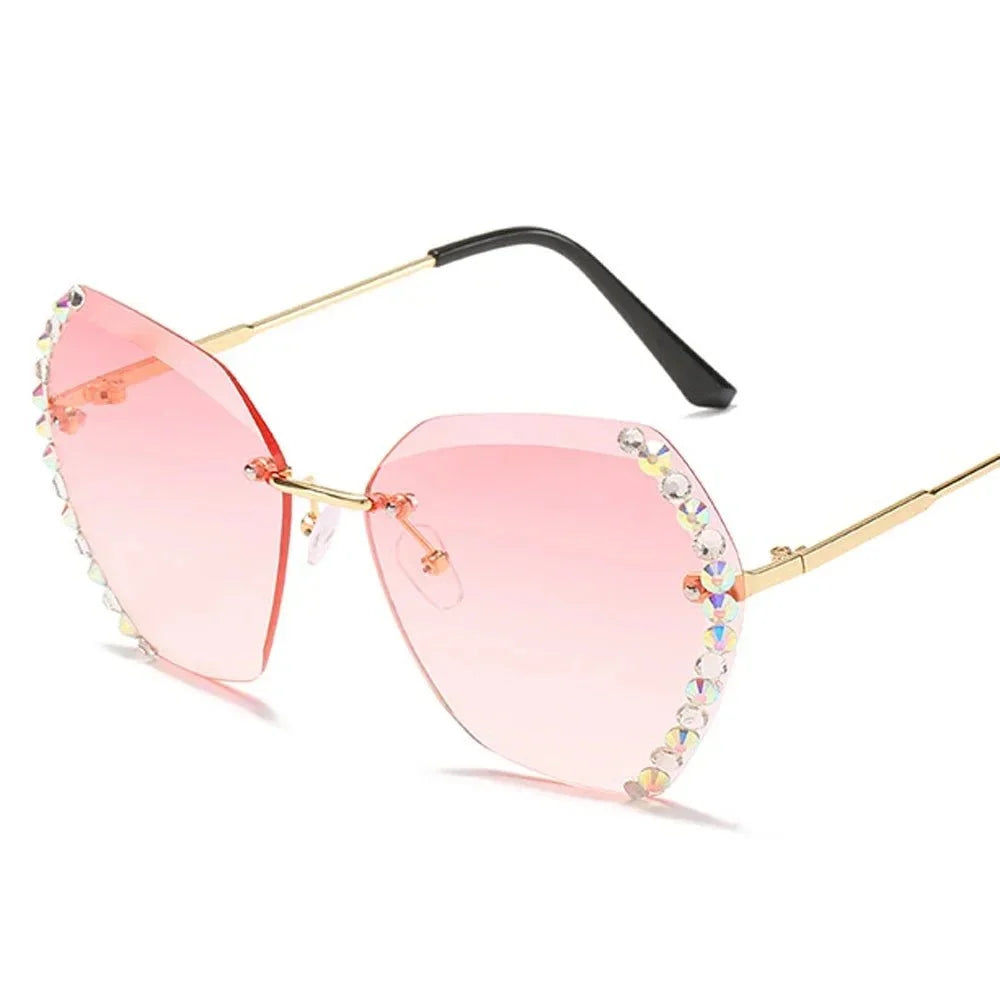 Vintage Oversized Rimless Sunglasses | Lightweight UV Protection Eyewear