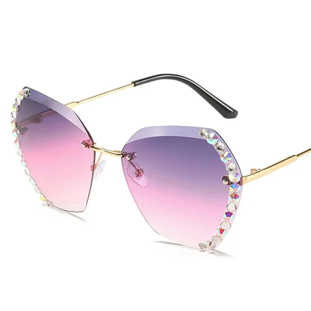 Vintage Oversized Rimless Sunglasses | Lightweight UV Protection Eyewear