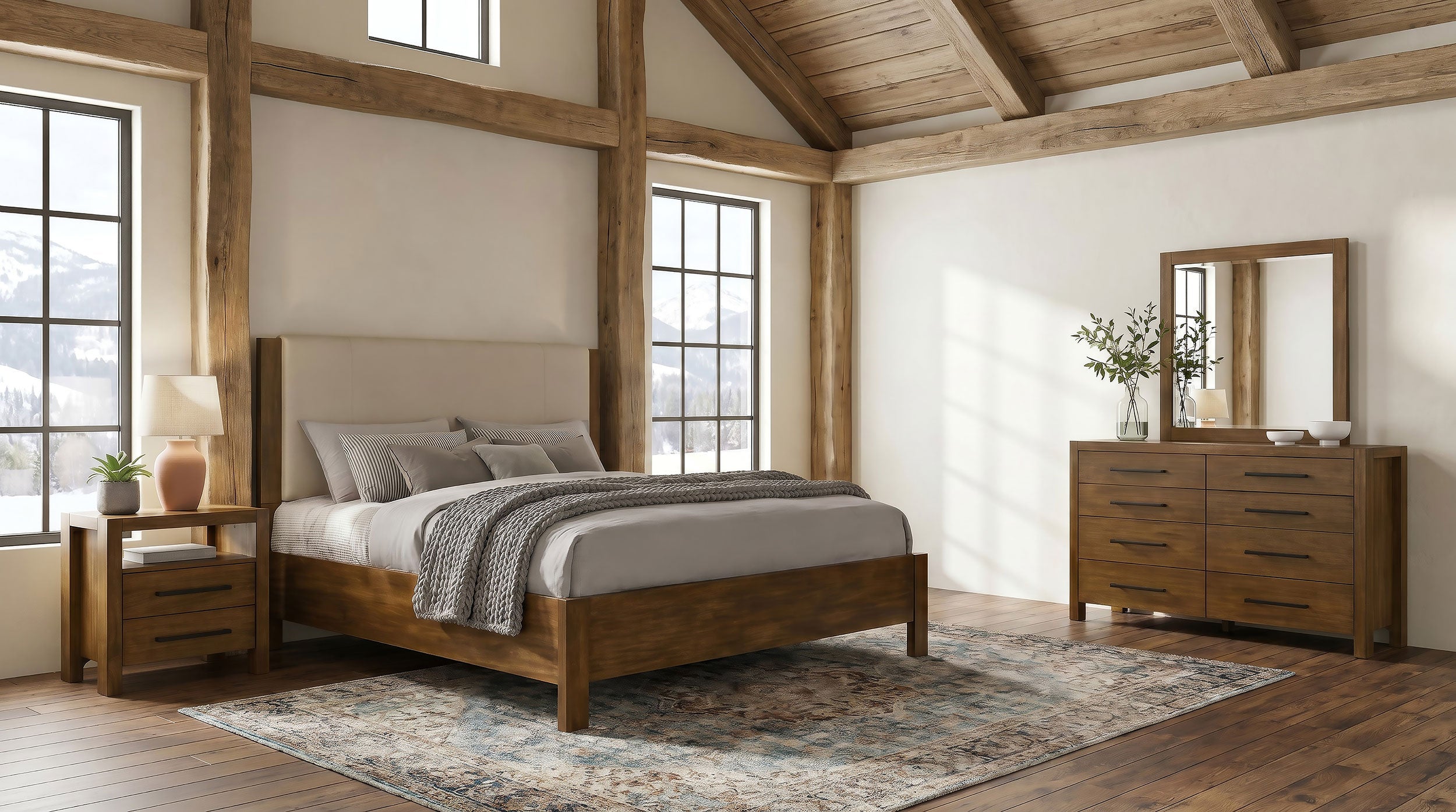 Adderley 4-piece Eastern King Bedroom Set Warm Brown