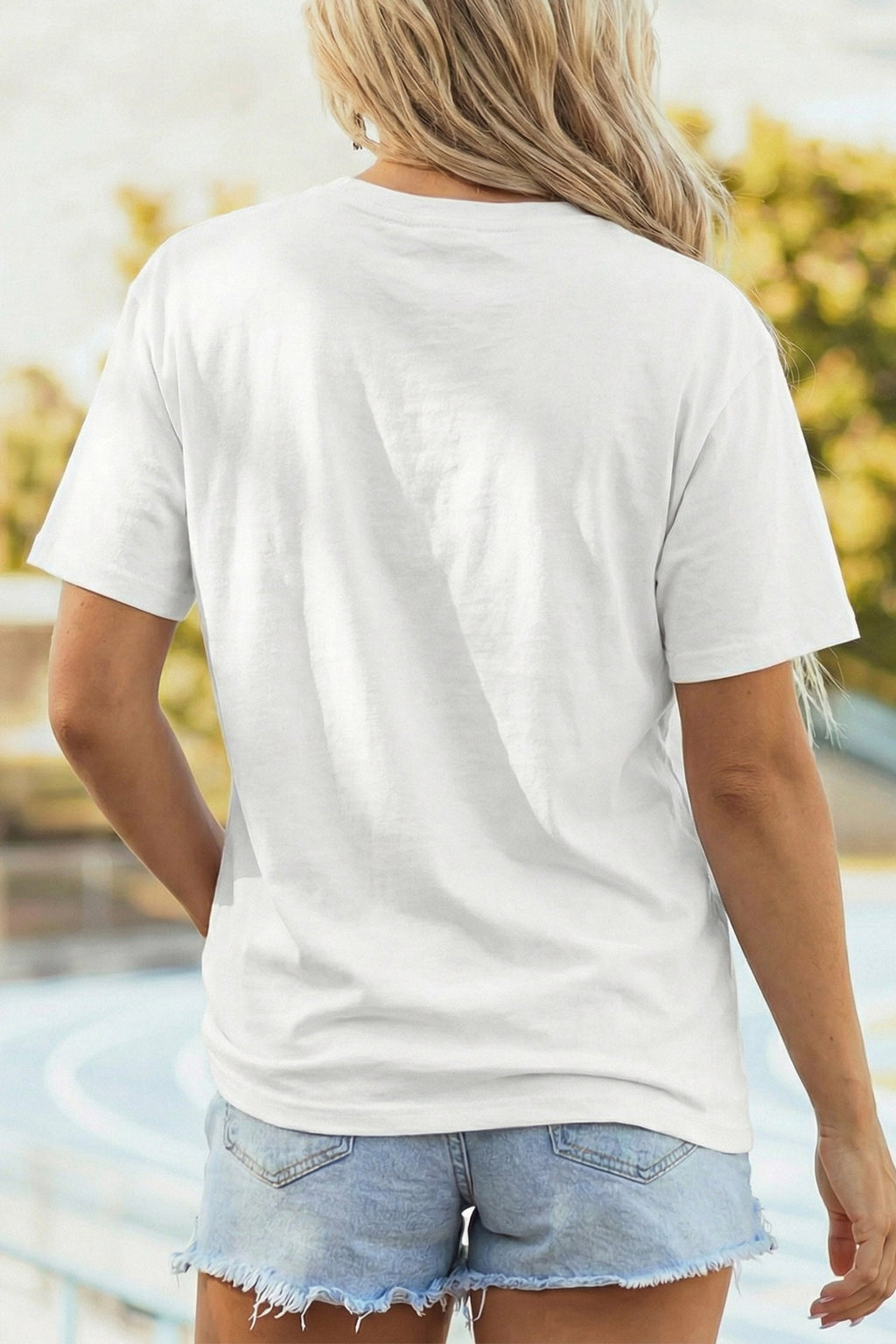White USA Faux Patchwork Graphic Tee