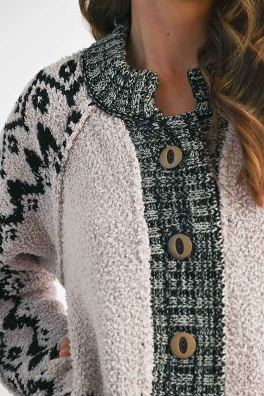 Boho Knit Button-Front Cardigan