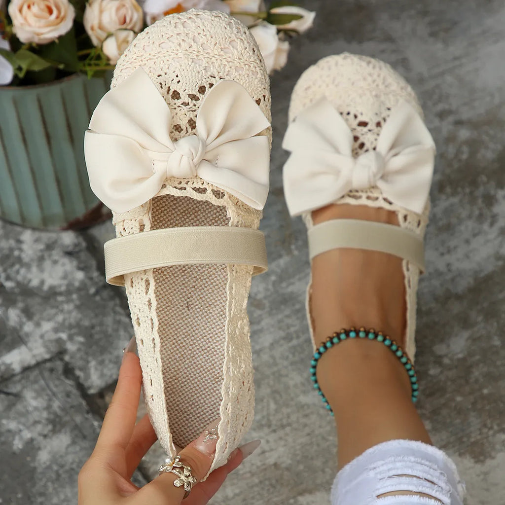 Bow Round Toe Flat Slip-Ons