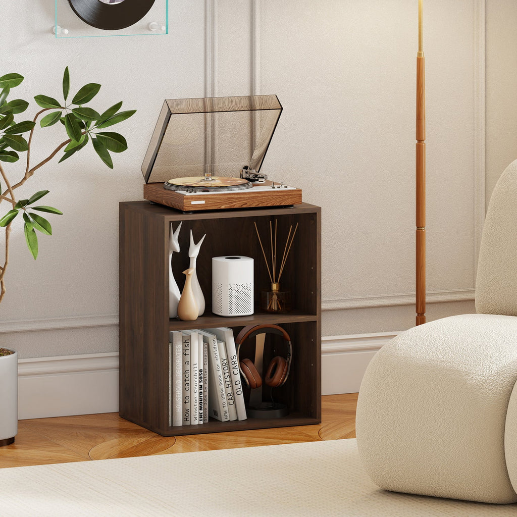 2-Cube Bookshelf with Adjustable Shelf - Dark Walnut