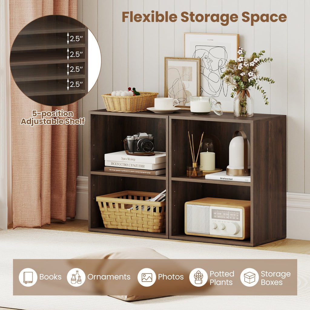 2-Cube Bookshelf with Adjustable Shelf - Dark Walnut
