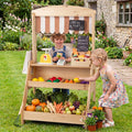 2-in-1 Wooden Mud Kitchen & Market Stand with Planter Box