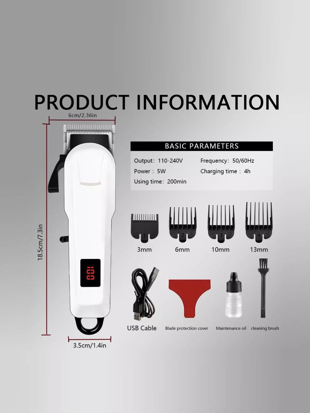 Cordless Hair Clipper with LED Display