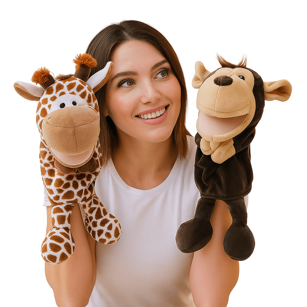 35cm Cartoon Animal Hand Puppet | Lion, Elephant, Pig Plush Toy for Interactive Play