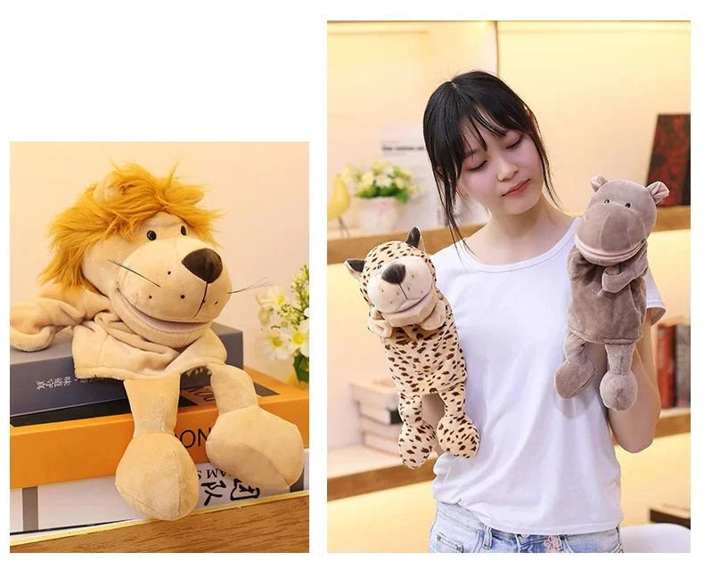 35cm Cartoon Animal Hand Puppet | Lion, Elephant, Pig Plush Toy for Interactive Play