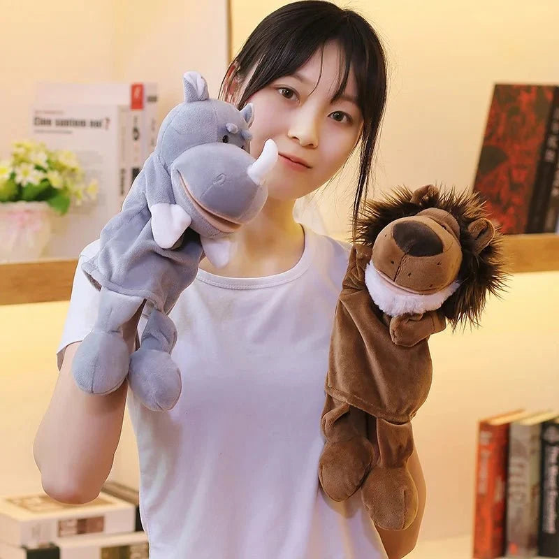 35cm Cartoon Animal Hand Puppet | Lion, Elephant, Pig Plush Toy for Interactive Play