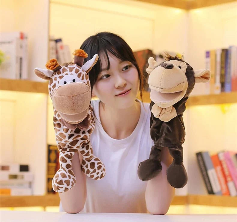 35cm Cartoon Animal Hand Puppet | Lion, Elephant, Pig Plush Toy for Interactive Play