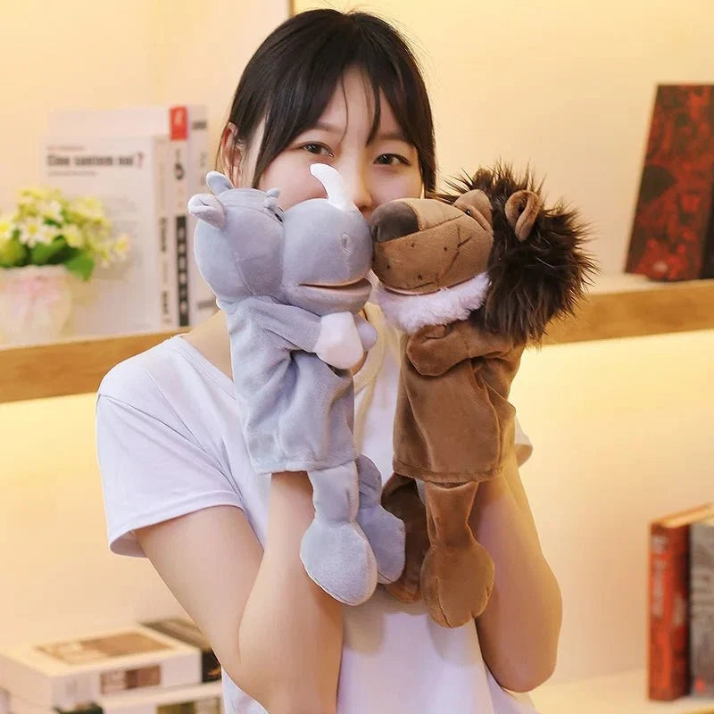 35cm Cartoon Animal Hand Puppet | Lion, Elephant, Pig Plush Toy for Interactive Play